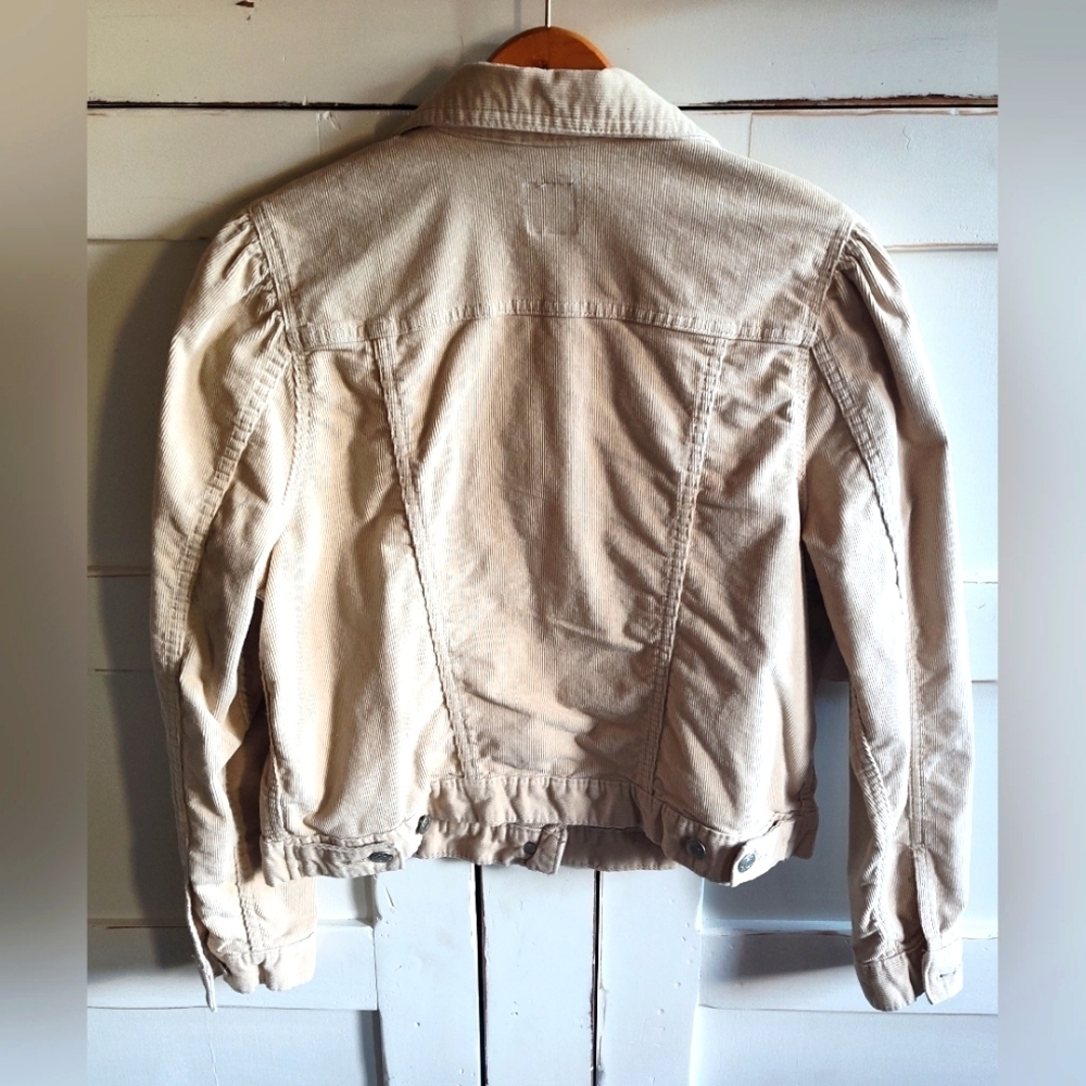 GAP Women's Cream Corduroy Jacket With Puff Sleeve | Large - Picture 3 of 6
